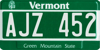 VT license plate AJZ452