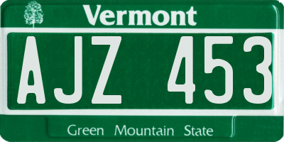 VT license plate AJZ453