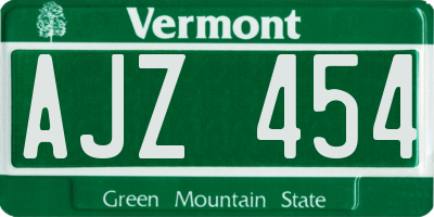 VT license plate AJZ454