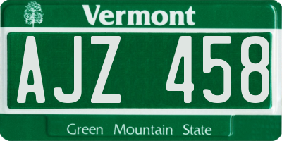 VT license plate AJZ458