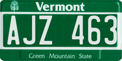 VT license plate AJZ463