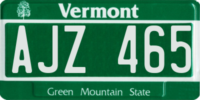 VT license plate AJZ465