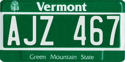 VT license plate AJZ467
