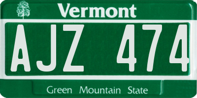 VT license plate AJZ474