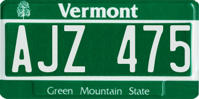 VT license plate AJZ475