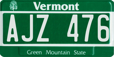 VT license plate AJZ476