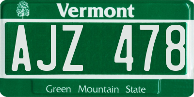 VT license plate AJZ478