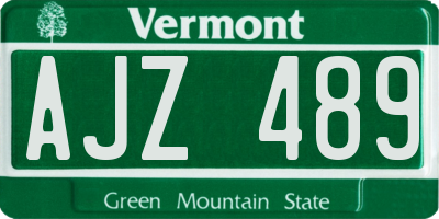 VT license plate AJZ489