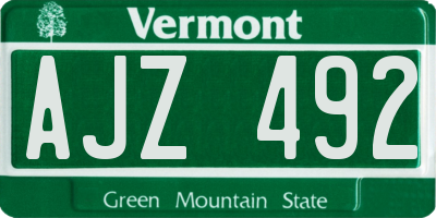VT license plate AJZ492
