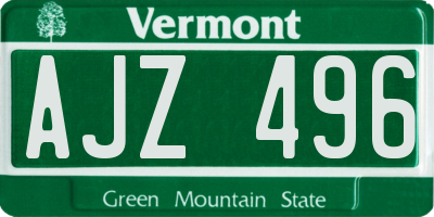 VT license plate AJZ496