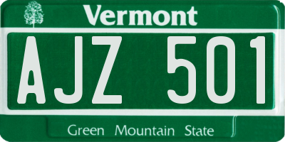 VT license plate AJZ501