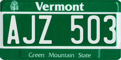 VT license plate AJZ503