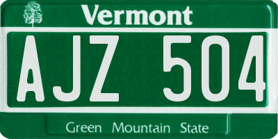 VT license plate AJZ504