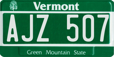 VT license plate AJZ507
