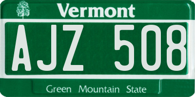 VT license plate AJZ508