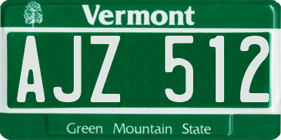 VT license plate AJZ512