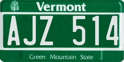 VT license plate AJZ514