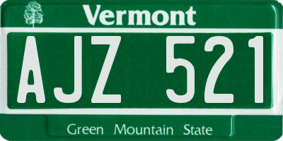 VT license plate AJZ521