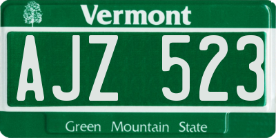 VT license plate AJZ523