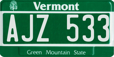 VT license plate AJZ533