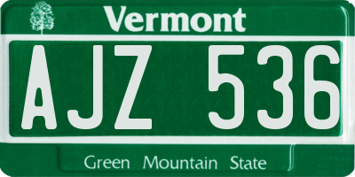 VT license plate AJZ536
