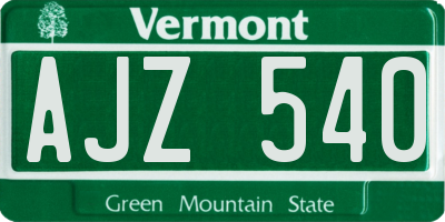 VT license plate AJZ540