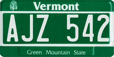 VT license plate AJZ542