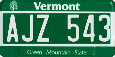 VT license plate AJZ543