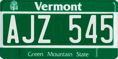 VT license plate AJZ545