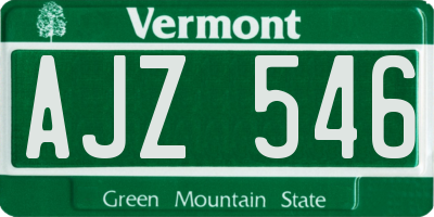 VT license plate AJZ546