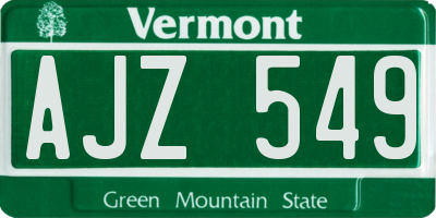 VT license plate AJZ549
