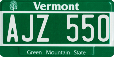 VT license plate AJZ550