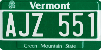 VT license plate AJZ551