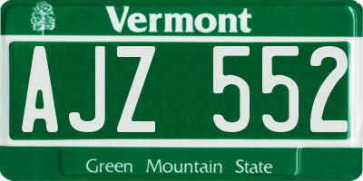 VT license plate AJZ552