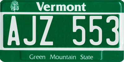 VT license plate AJZ553