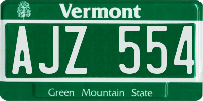 VT license plate AJZ554