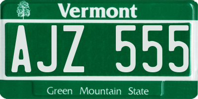 VT license plate AJZ555
