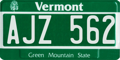VT license plate AJZ562