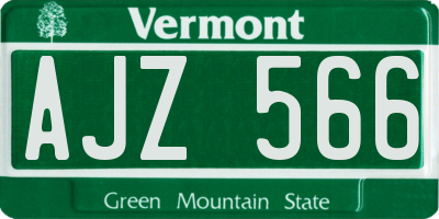 VT license plate AJZ566