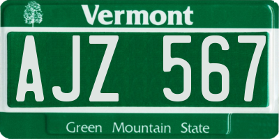 VT license plate AJZ567