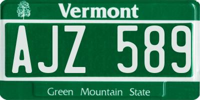 VT license plate AJZ589