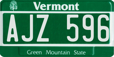 VT license plate AJZ596