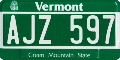 VT license plate AJZ597