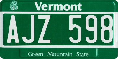VT license plate AJZ598