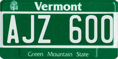 VT license plate AJZ600