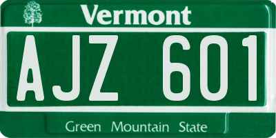 VT license plate AJZ601
