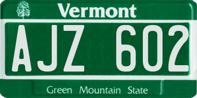VT license plate AJZ602