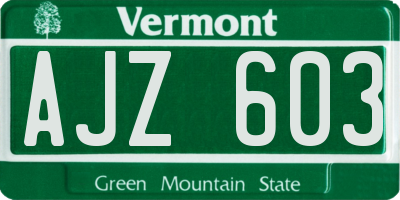 VT license plate AJZ603