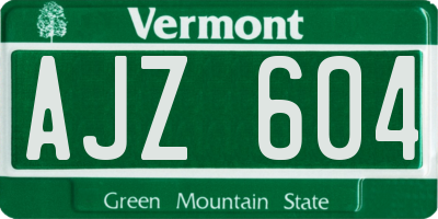VT license plate AJZ604