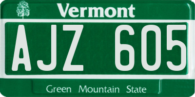 VT license plate AJZ605